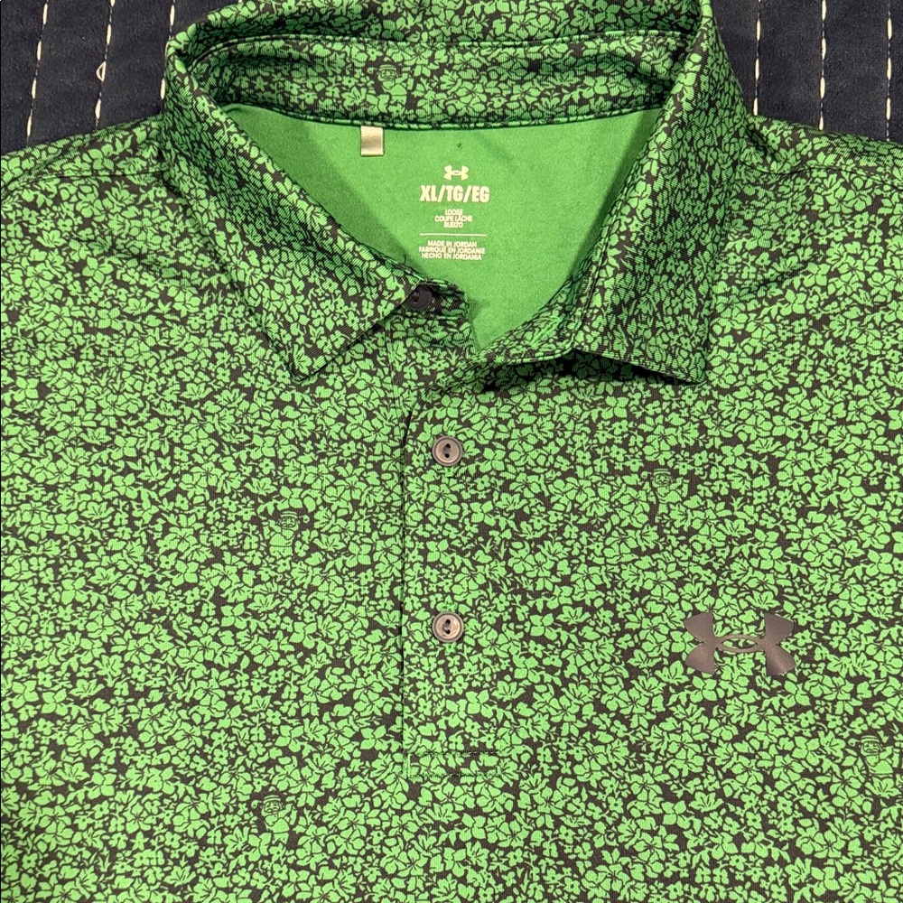 Under Armour Men's Patterned Green Polo - Picture 2 of 4